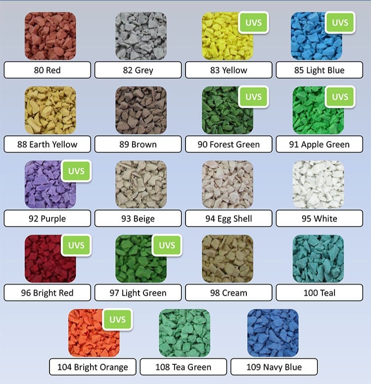 Rubber paving EPDM colour choices