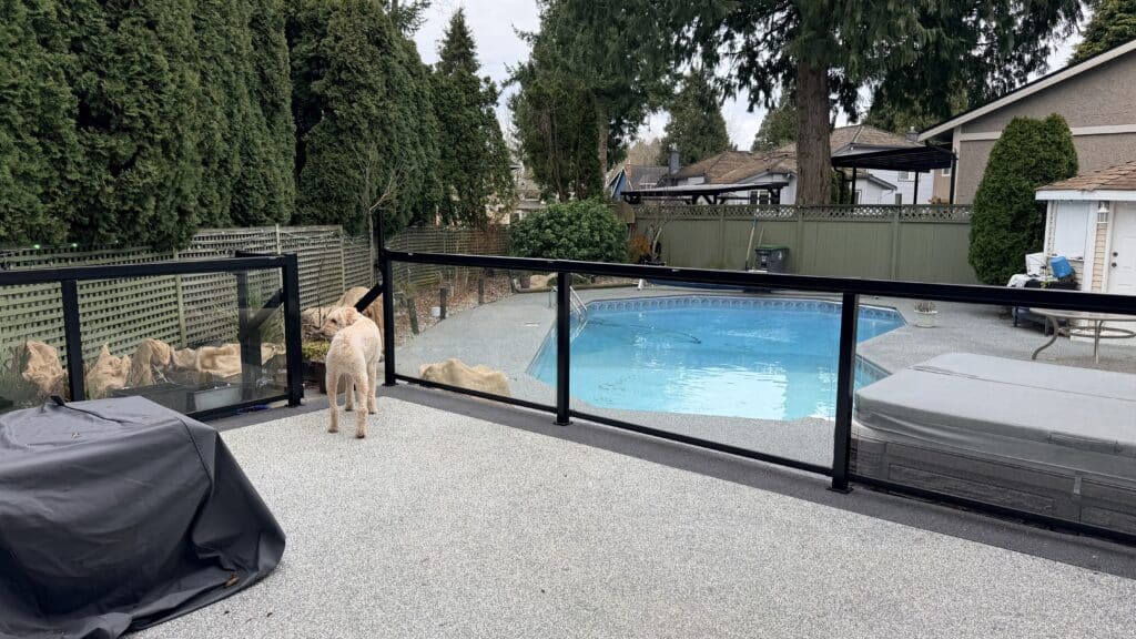 8 year old rubber pool deck in December, rubber pool deck is a safety surface