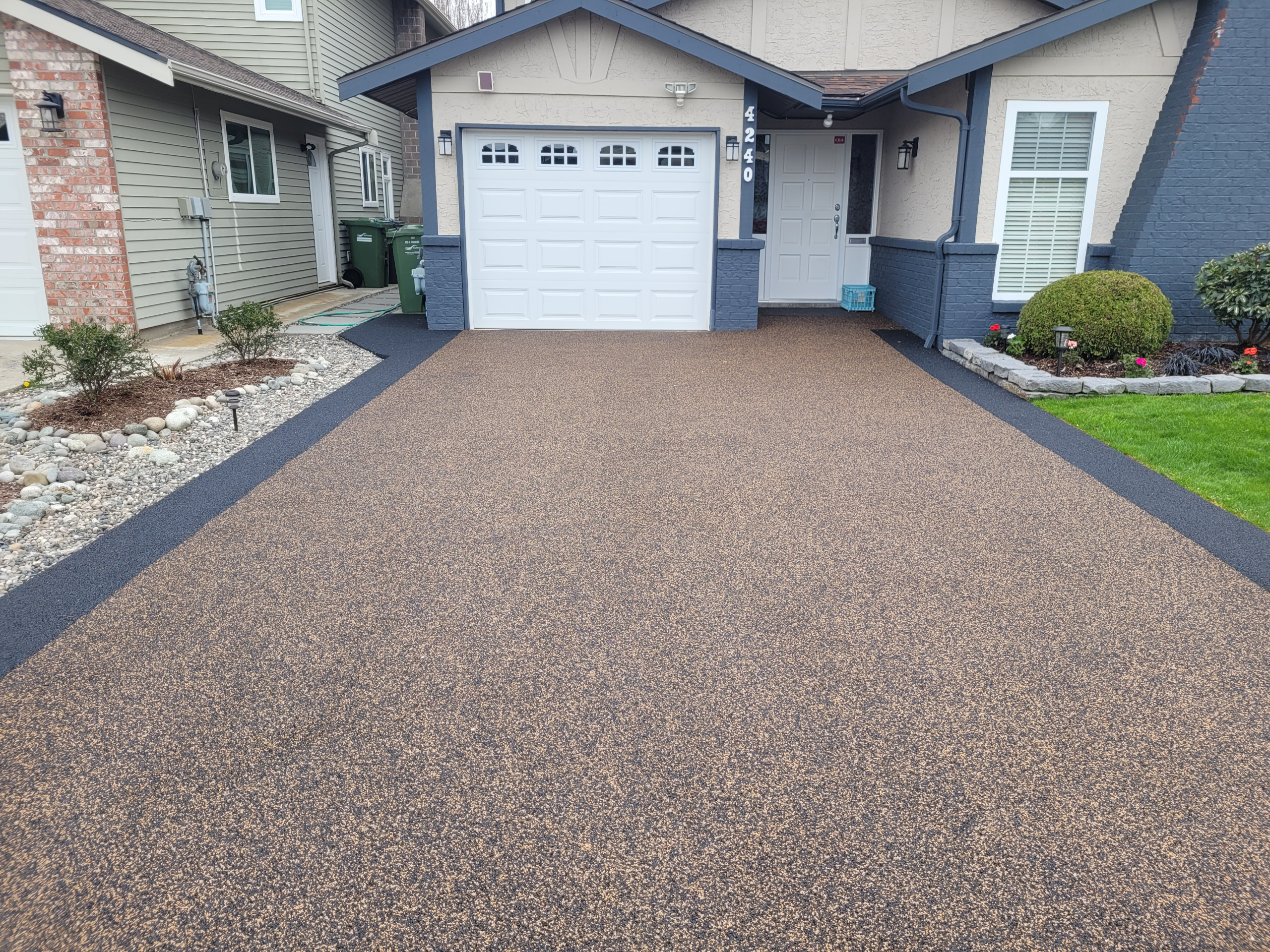 driveway - beige, brown and black rubber paving resurfacing