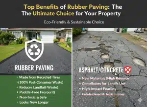 Comparison of cracked asphalt vs durable rubber paving driveway
